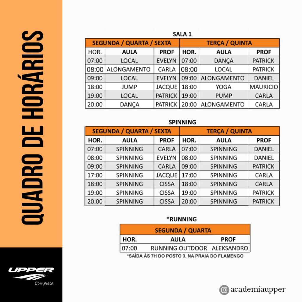Academia Upper | Horários